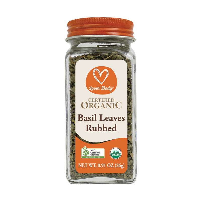 Certified Organic Basil Leaves Rubbed