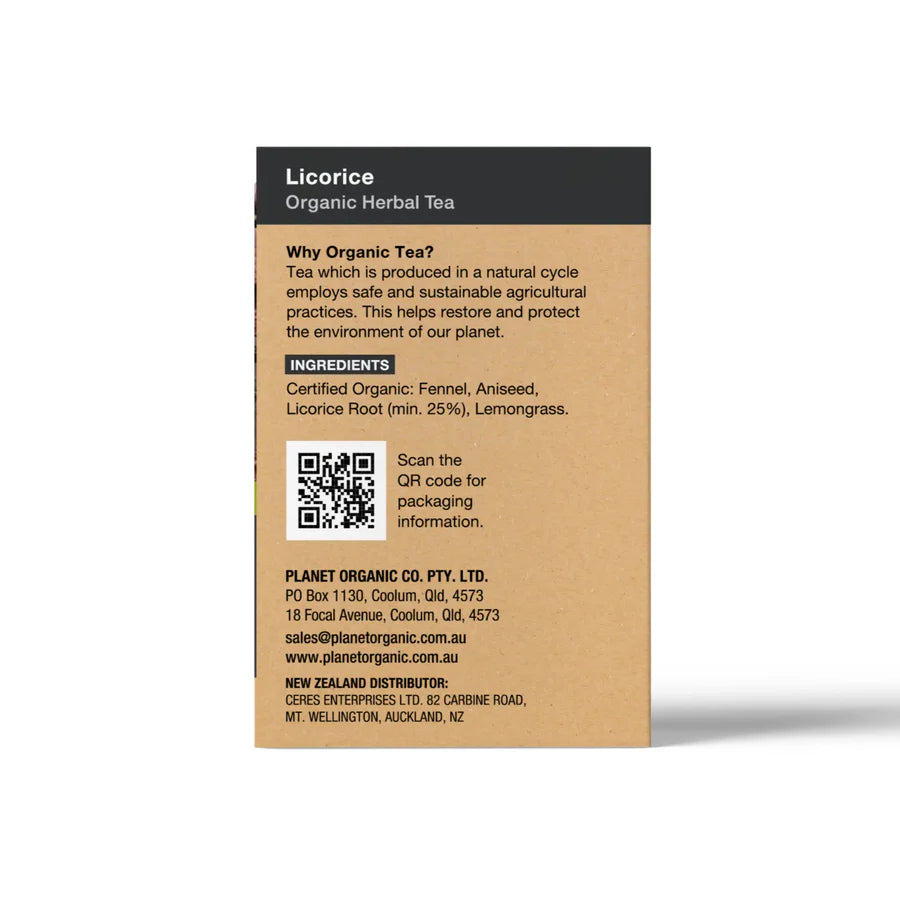 Licorice Tea 25 Tea Bags - Certified Organic