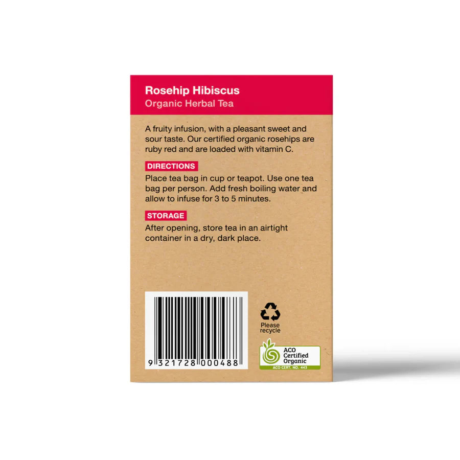 Rosehip & Hibiscus Tea 25 Tea Bags - Certified Organic