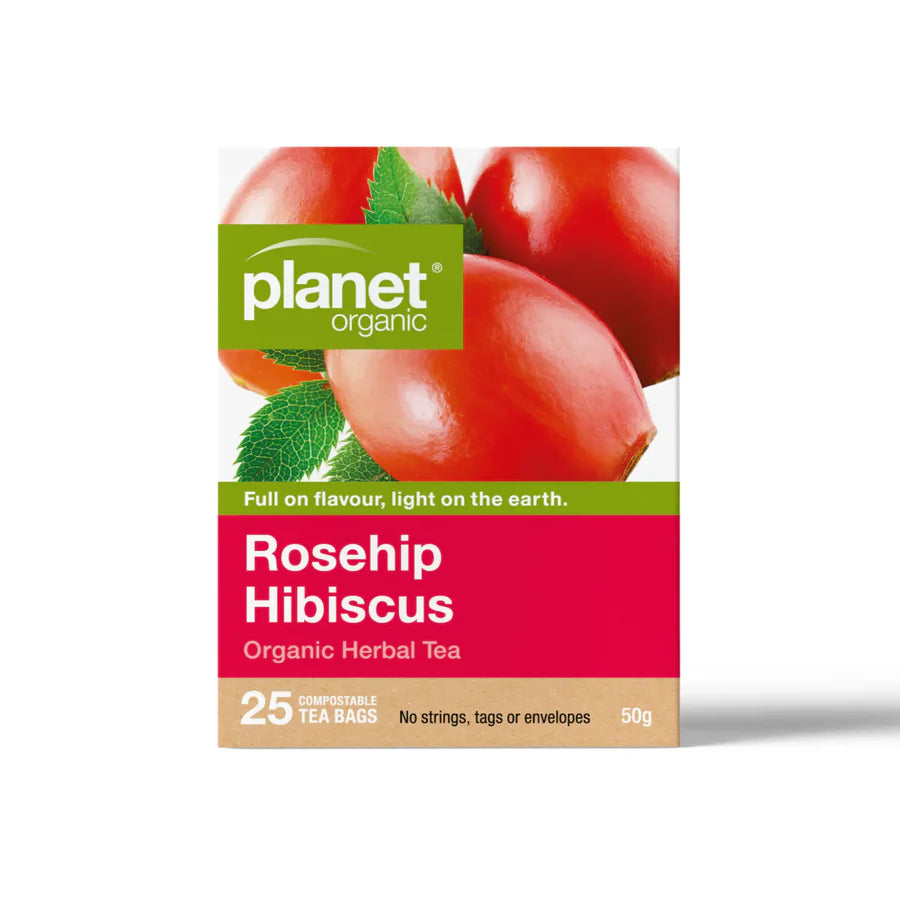Rosehip & Hibiscus Tea 25 Tea Bags - Certified Organic